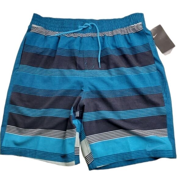 NEW L NIKE REPEL BOARD SWIMMING SWIM TRUNKS BLUE BLACK SHORTS MEN'S LARGE NWT - Picture 1 of 16